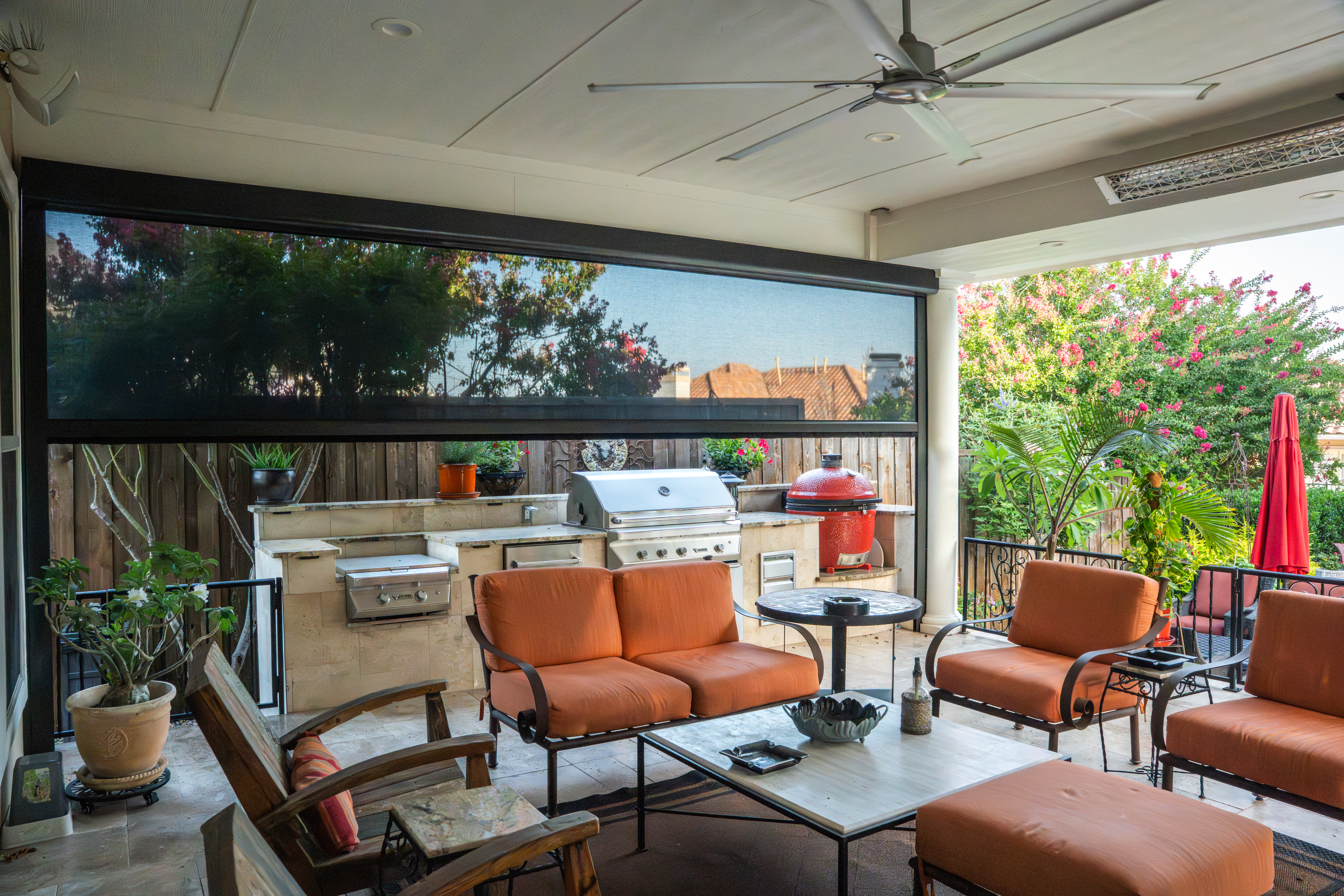 Residential-Patio-Screen-Outdoor-Grill-Orange-Furniture