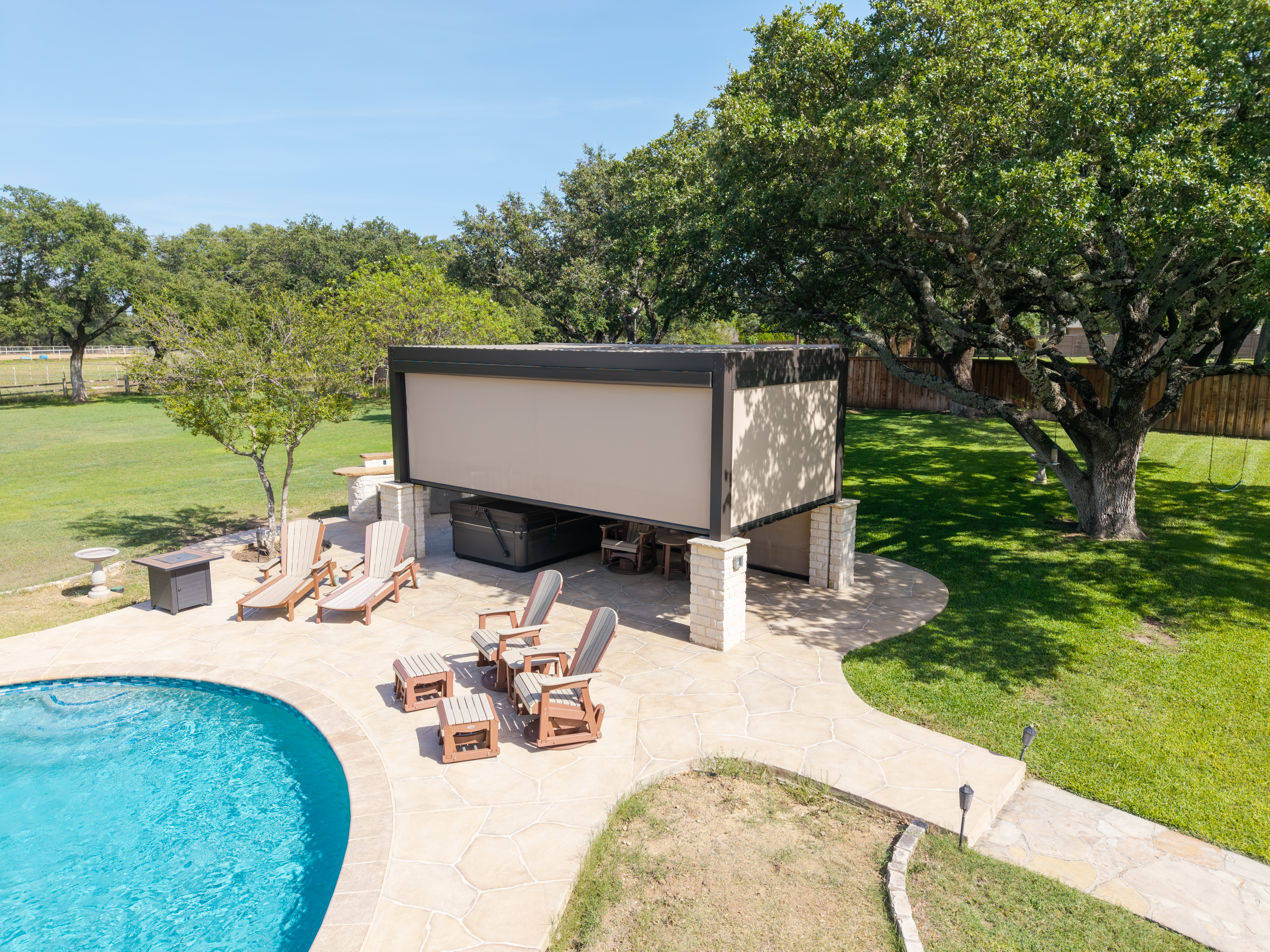 Residential-Screens-Pergola-Enclosure-Pool-Aerial-View